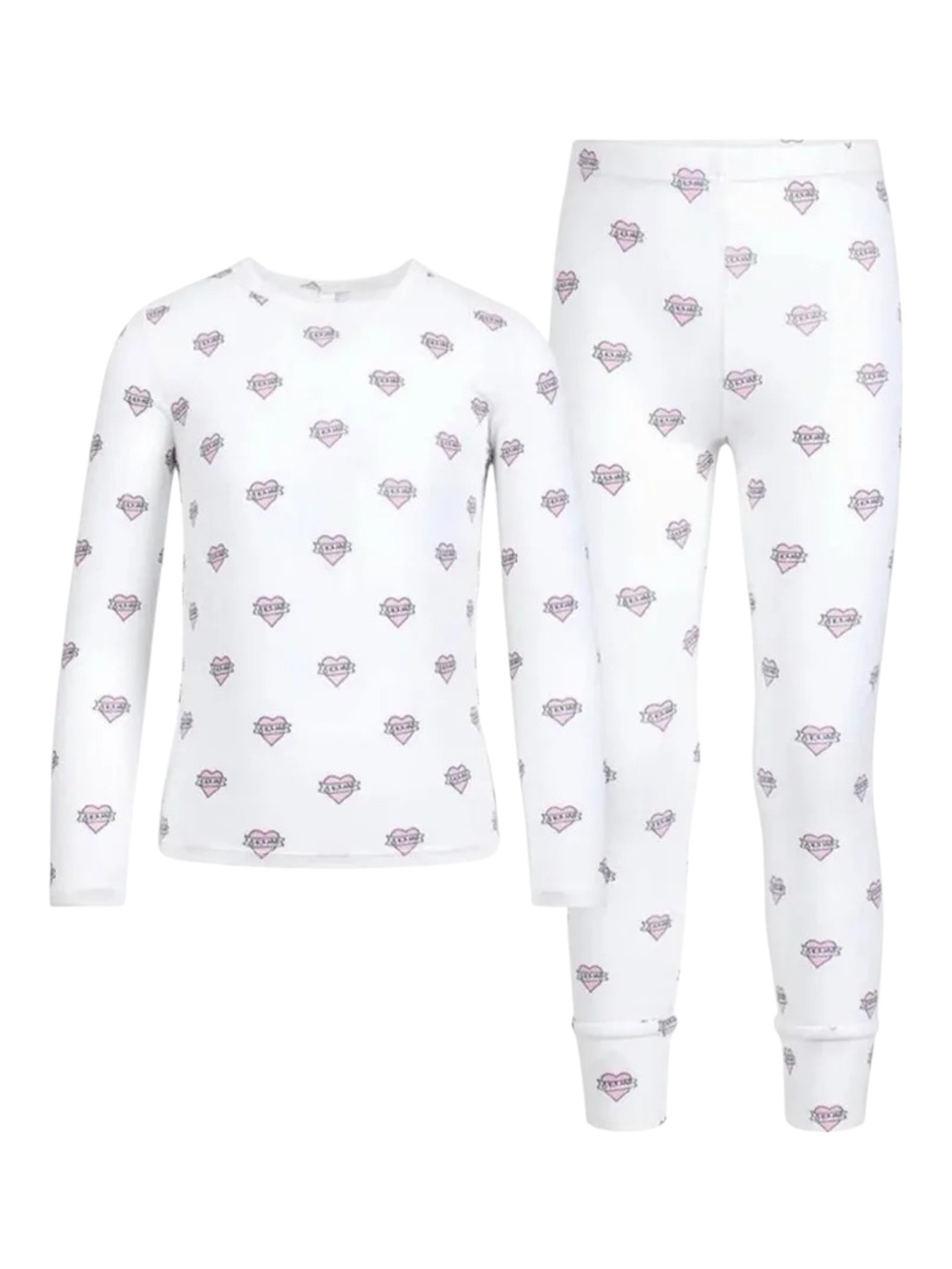 NWT SKIMS Kids Long Sleeve Sleep Pajama Set Marble Heart Banner Size 5